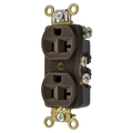 Hubbell Wiring Device-Kellems Straight Blade Devices, Receptacles, Duplex, Commercial/Industrial Grade, 2-Pole 3-Wire Grounding, 20A 125V, 5-20R, Brown HBL5342RT